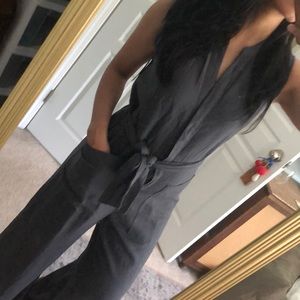 Just Living the Dream Gray Linen Blend Jumpsuit S